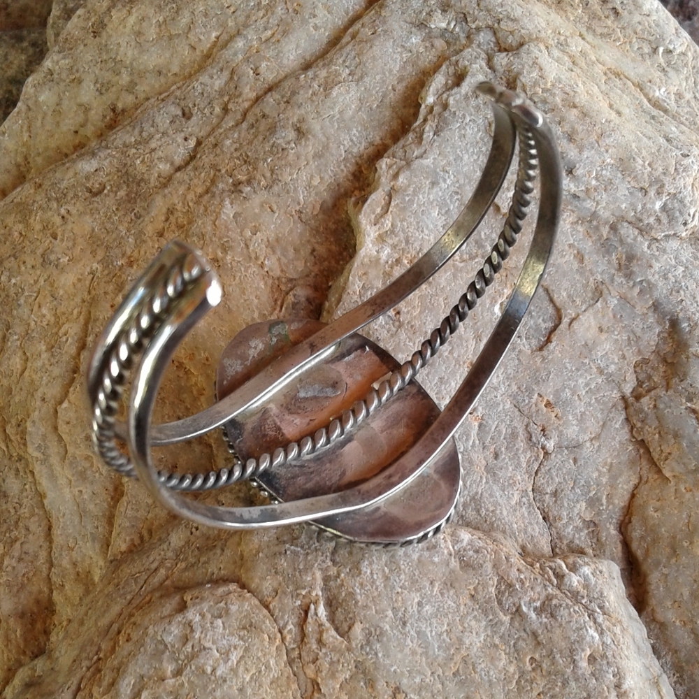 Sterling Silver Vintage TURQUOISE Cuff Bracelet - Picture 14 of 15